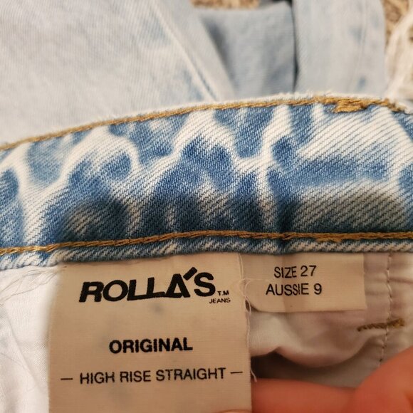 Rolla's High Rise Straight Jeans Light Blue Distressed 27 - Picture 5 of 5